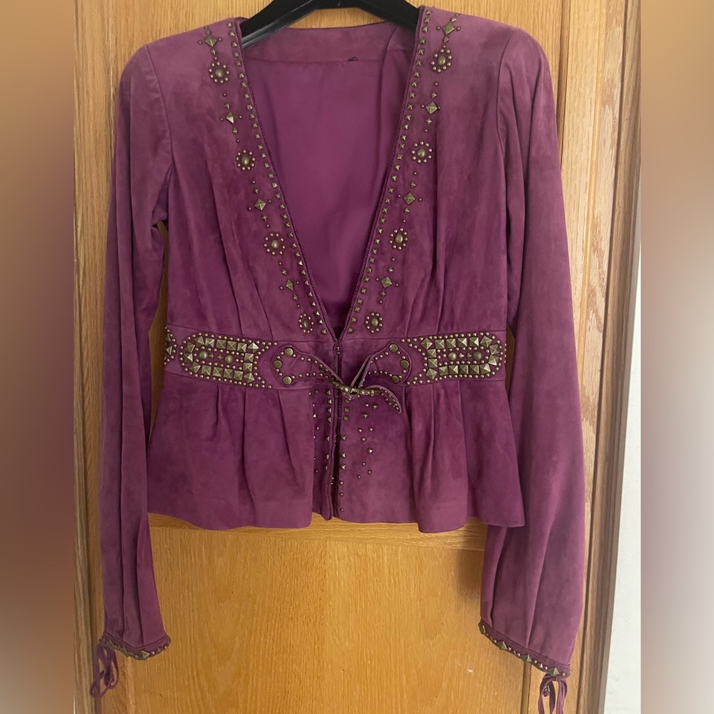 Roberto Cavalli suede purple jacket